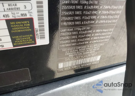 2016 Land Rover Range Rover 5.0L V8 Supercharged from USA, damaged, VIN SALGS2EF4GA287907